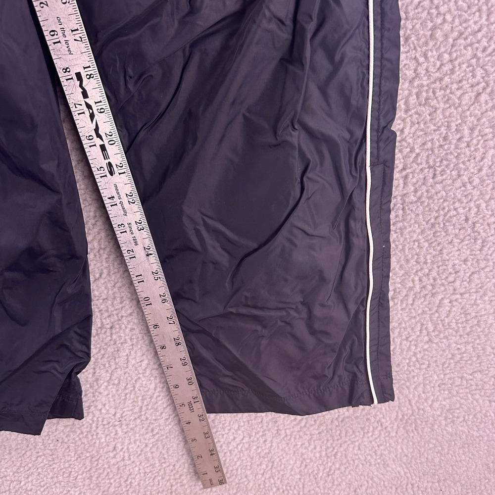Vintage Nike Mens XL Black Nylon Track Pants White Piping Baggy Y2K - Picture 5 of 7